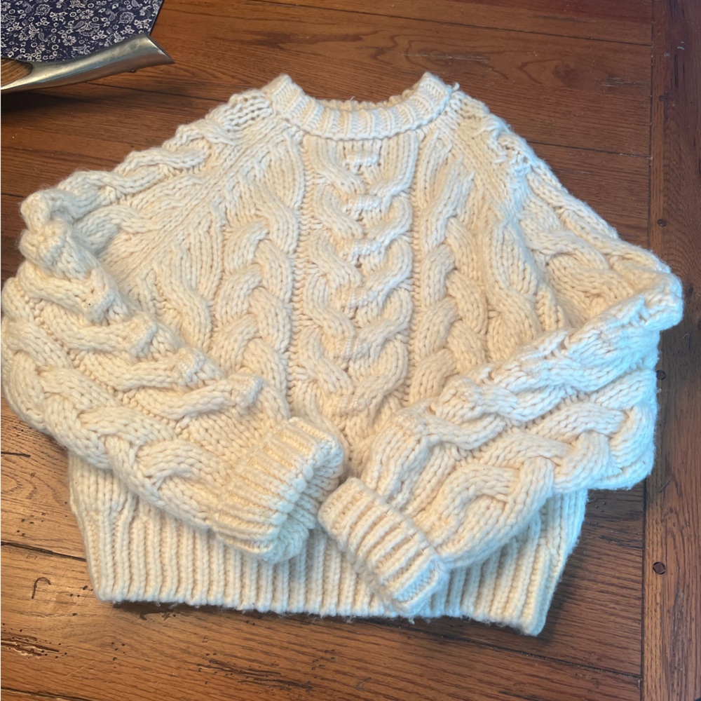 Zara brand chunky off white long sleeve sweater. Size XL